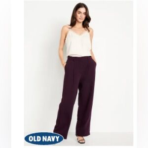 Old Navy Extra High-Waisted Taylor Wide-Leg Trouser Pants 4 Tall Boxwood Purple